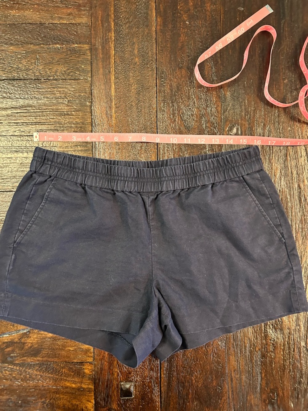 J Crew Women's Navy Casual Elastic-Waist Linen Blend Shorts - Picture 6 of 9